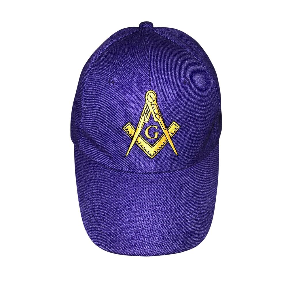 Free Mason Hat Baseball Cap Purple Gold Embroidered Adjustable One Size Unisex
